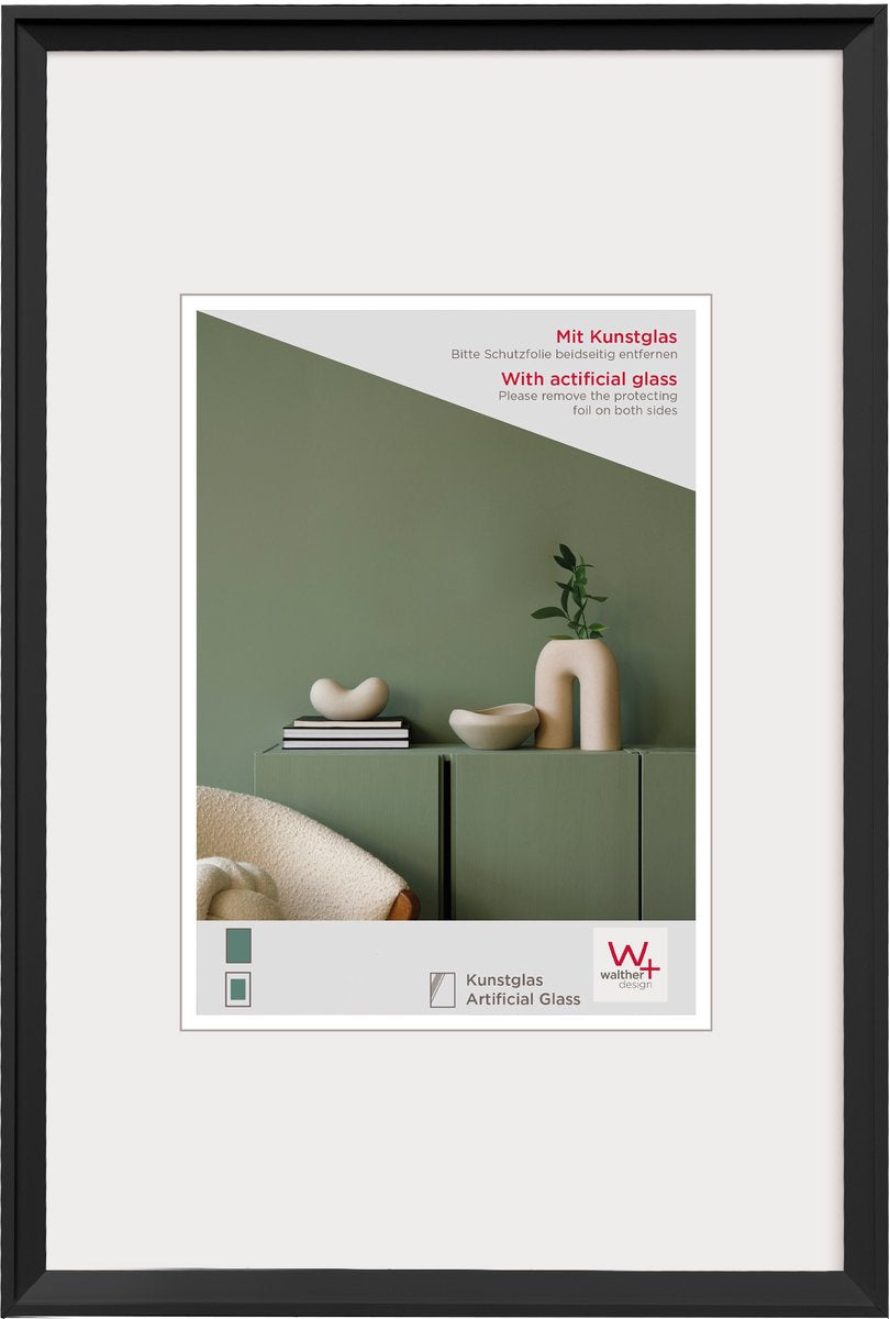 Walther desire - kunststof lijst - fotoformaat 30x40 cm - kunstglas - zwart