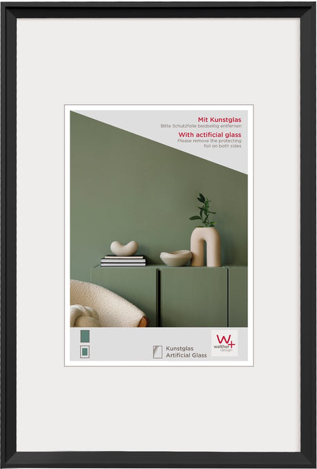 Walther desire - kunststof lijst - fotoformaat 30x40 cm - kunstglas - zwart