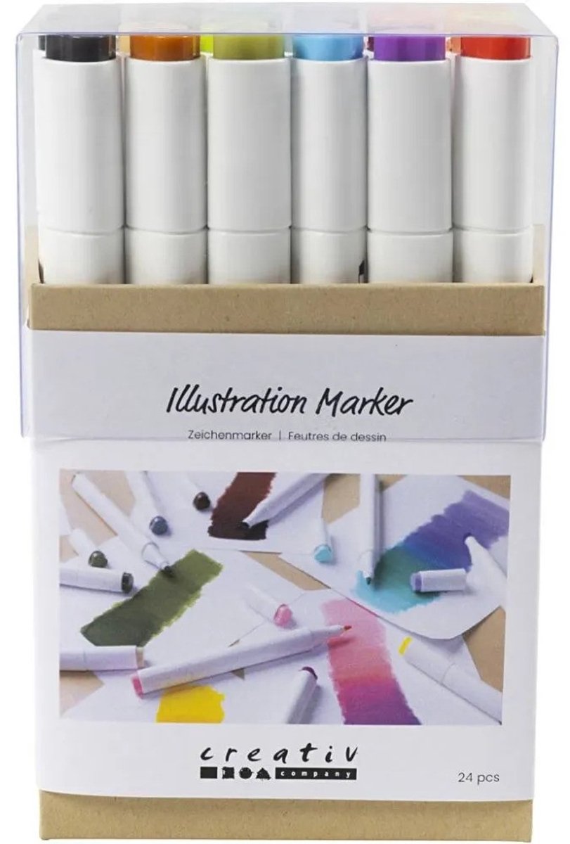 Creativ company tekenstift lijndikte 1+8mm pastelkleuren - 24st.