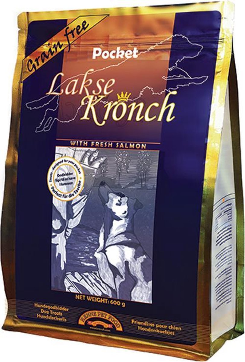 Kronch henne zalmsnacks pocket 76% zalm 600gr