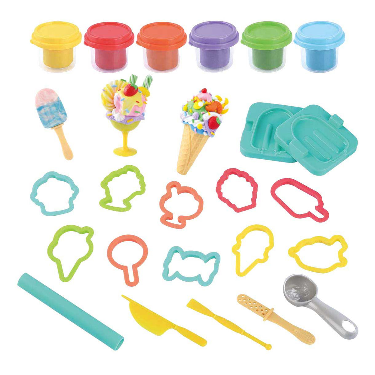 Playgo zoetigheden ijsjes kleiset - 6 kleipotjes
