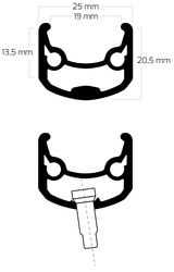 Ryde Velg Andra 30 26 559 x 19C aluminium 32 gaats 14G zwart geslepen