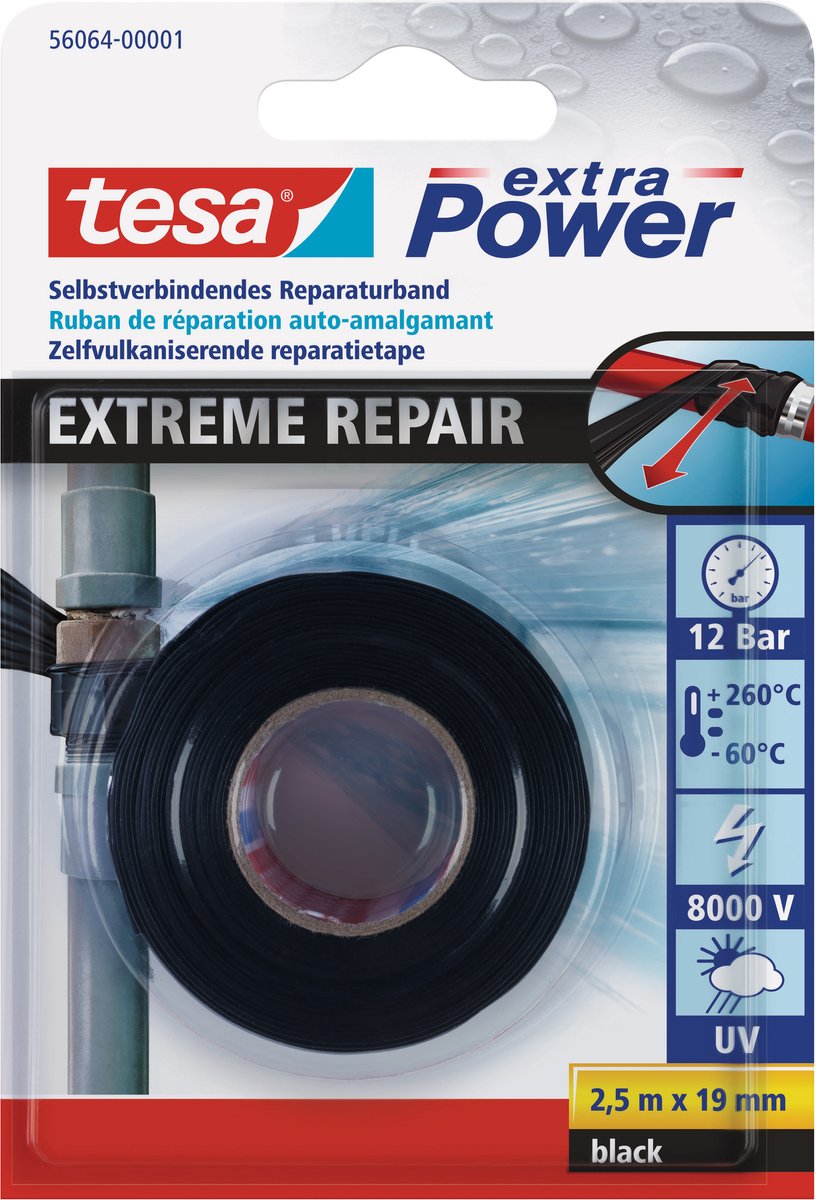 Tesa extreme repair 56064-00001-00 reparatietape extra power zwart (l x b) 2.5 m x 19 mm 1 stuk(s)