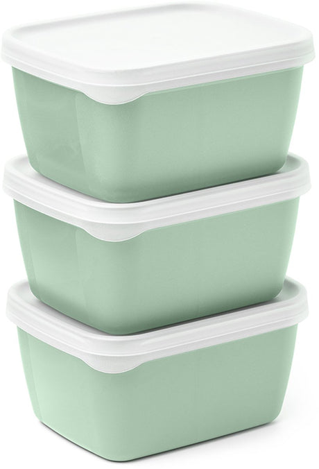 Amuse optifridge bio vershoudbakjes - 3x900ml - bioplastic bewaarbakjes met deksel - stapelbare bewaardozen - meal prep bakjes - bpa-vrije vershouddoos - groen - 122x153x120mm