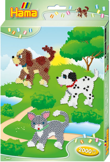 Hama midi strijkkralenset - honden en kat, 2000st.