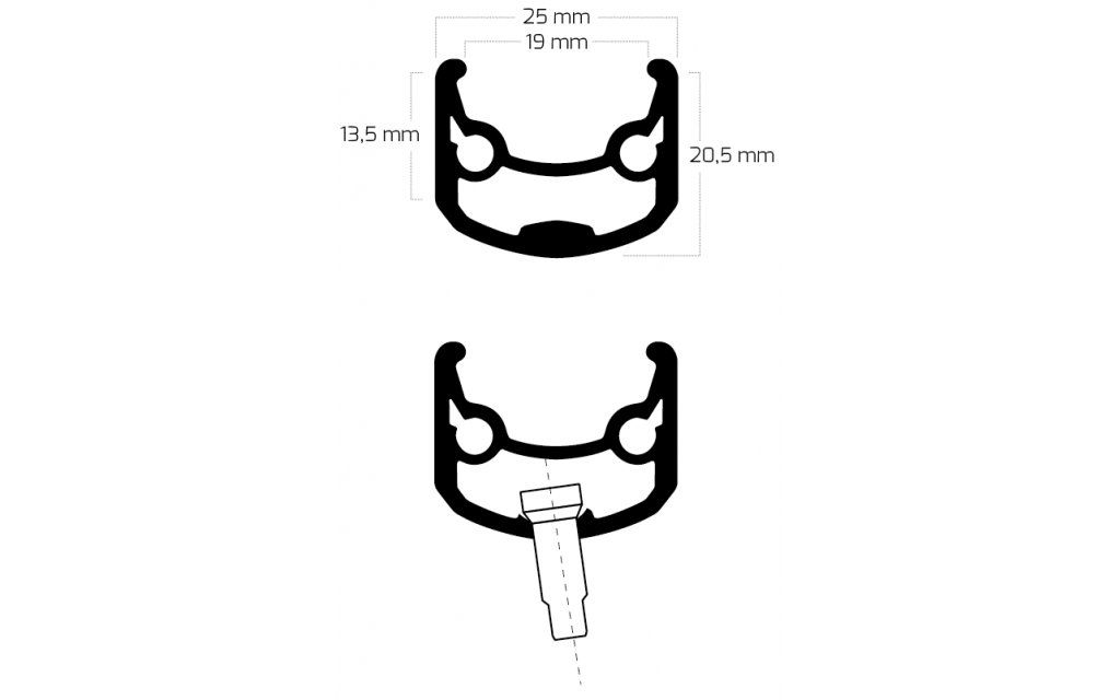 Shimano Voorwiel 26 559x19C Andra 30 velg met FH-M525 naaf voor 6 bouts remschijf zwart