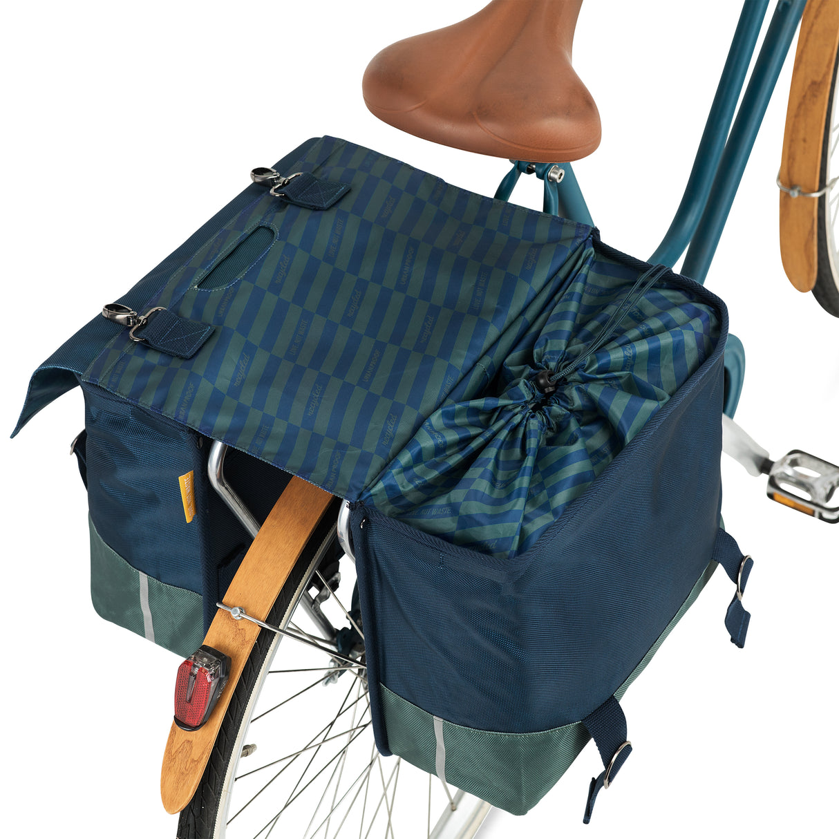 UrbanProof Urban Proof 40L dubbele fietstas blauw groen