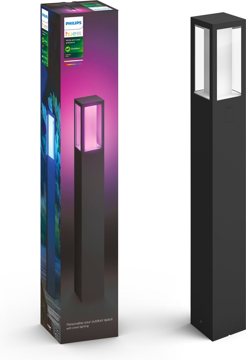 Philips hue impress sokkellamp - wit en gekleurd licht - zwart - hoog