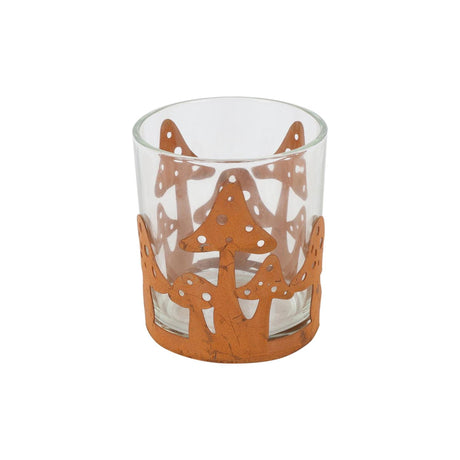 Countryfield theelichthouder paddenstoel rakke s roest glas metaal ø7xh8cm