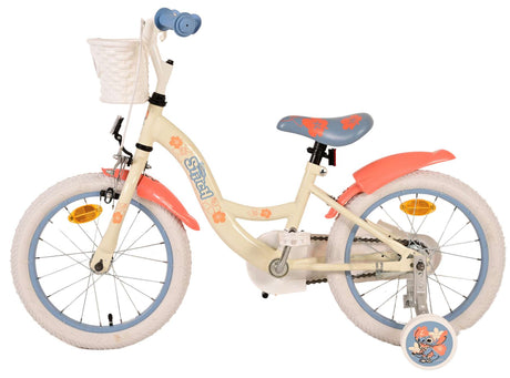 Disney Stitch Kinderfiets Meisjes 16 inch Crème Koraal Blauw