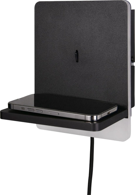 Trio fairfield - wandlamp - zwart mat - incl. 1x smd 9w - usb-poort met oplaadfunctie - dimschakelaar - wandmontage - niet extern dimbaar - inductief laadstation - geschikt voor vaste montage of stekker - usb-c-aansluiting met oplaadfunctie