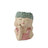 Decoris bloempot vrouw h10,6 groen roze