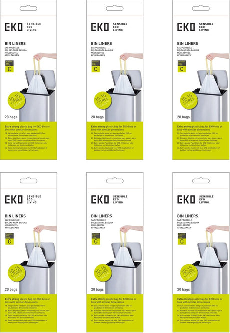 Eko - afvalzakken 10-15 ltr (c) (6x20 stuks) - - wit - afvalzak