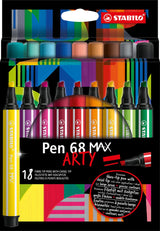 Stabilo pen 68 max arty - viltstift met dikke beitelpunt - set 18 stuks