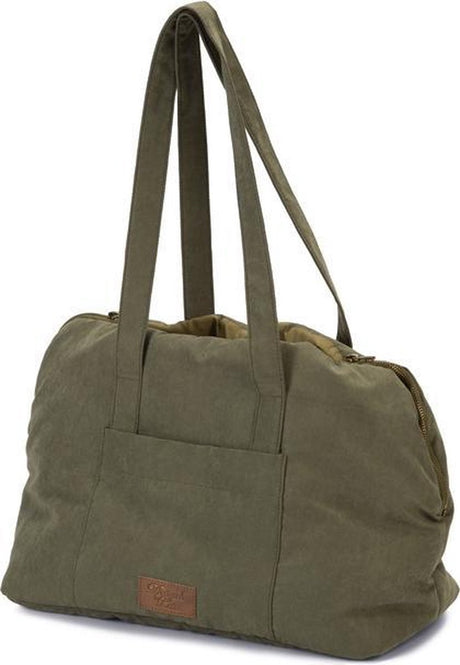 Designed by lotte bundu draagtas hond - hondentas - voor kleine honden - stevige bodem - groen - 40x20x28 cm