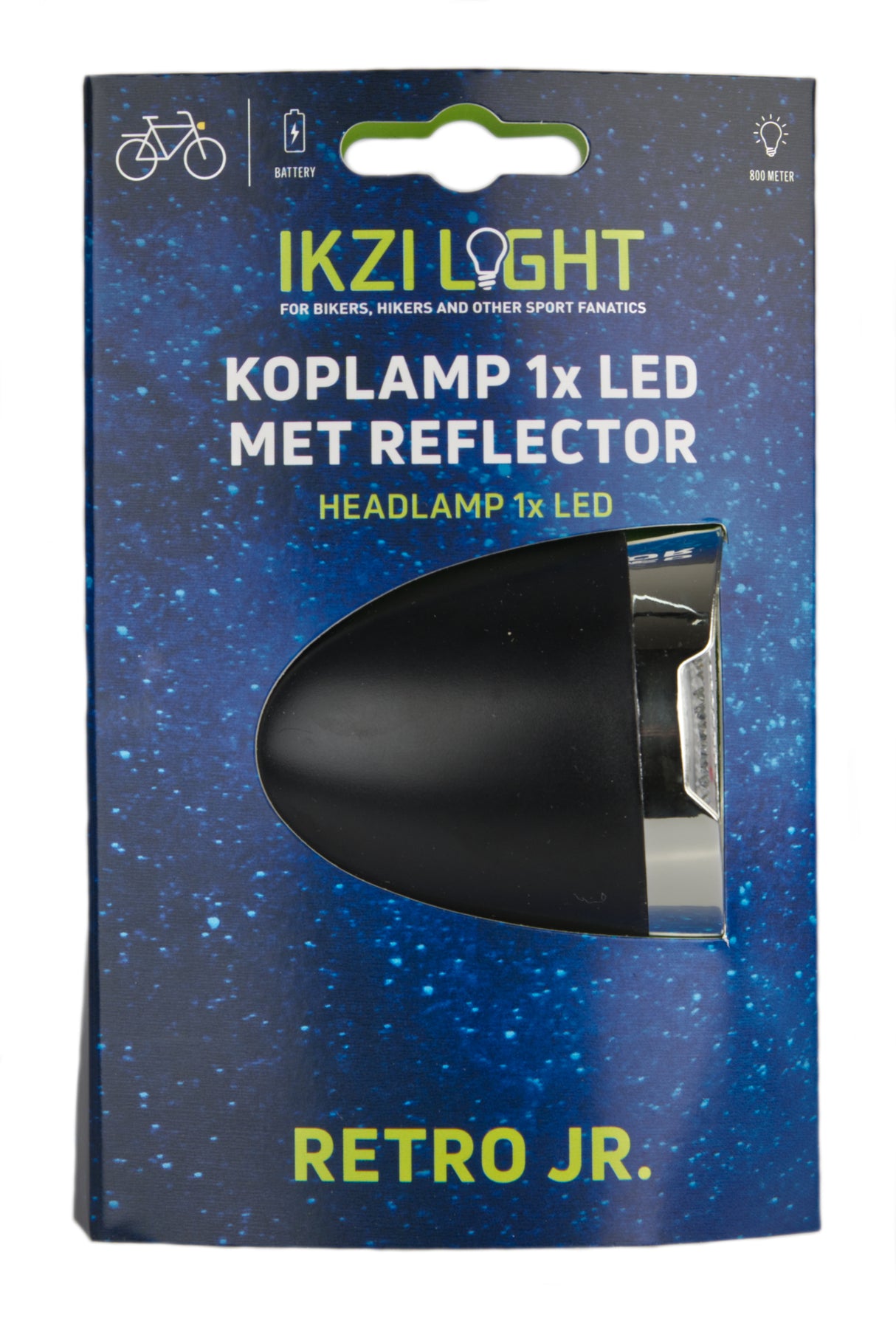 Ikzi koplamp retro jr 1x led - zwart