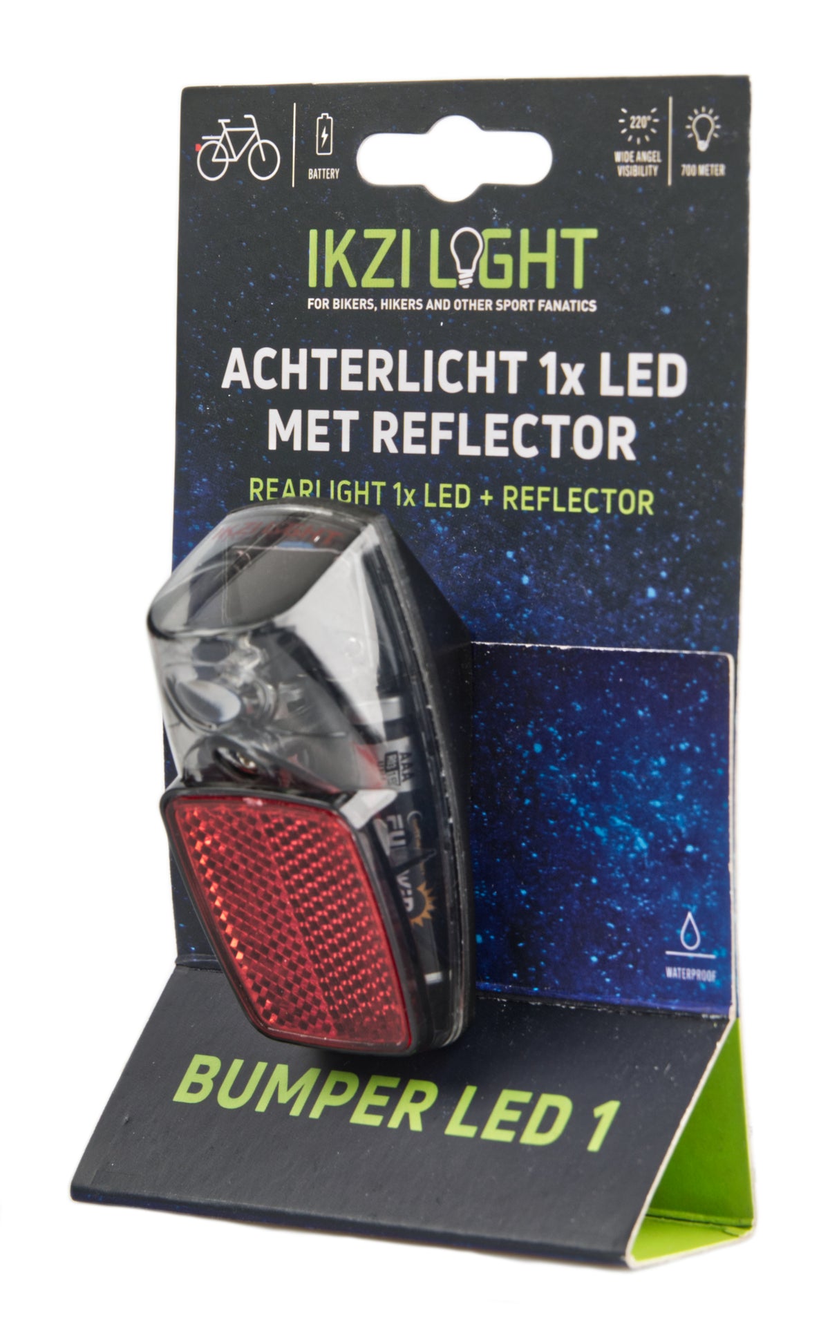 Ikzilight achterlicht reflector 1xled rood op kaart