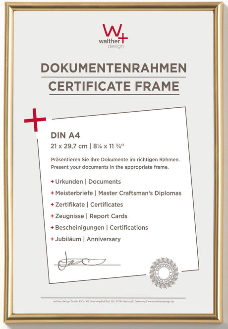 Walther galeria - kunststof lijst - fotoformaat 21 x 29,7 cm (din a4) - metallic goud