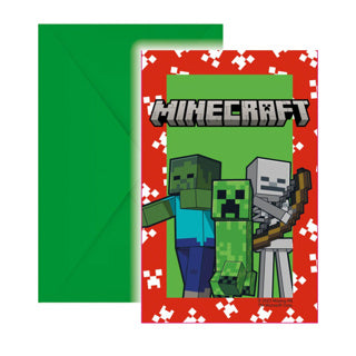 Minecraft uitnodigingen 6 stuks | 2 stuks