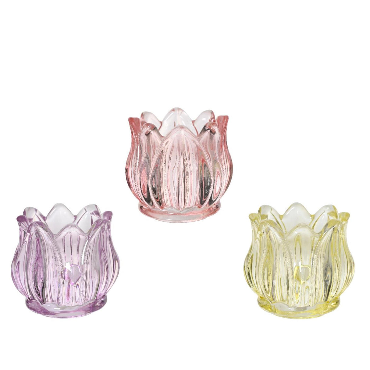 Decoris theelichthouder glas tulp h7.3cm