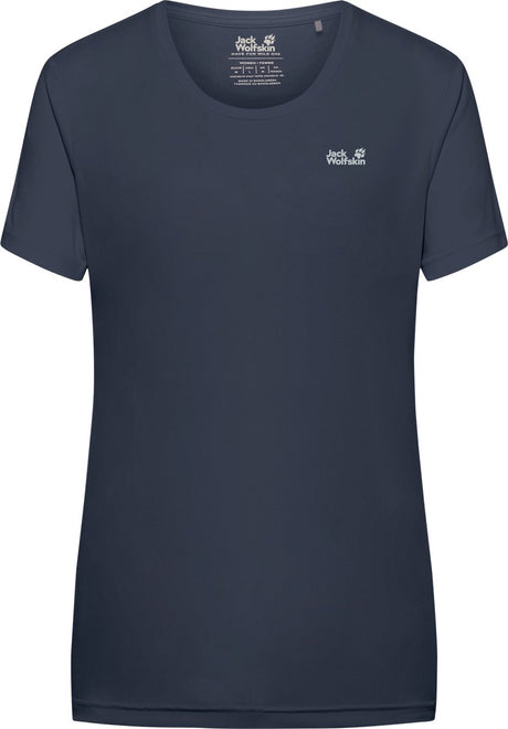 Jack wolfskin tech t-shirt dames - dames korte mouw - midnight sky