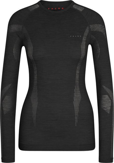 Falke wool-tech longsleeve sneldrogend wol functioneel functioneel shirt met lange mouwen dames zwart - maat s