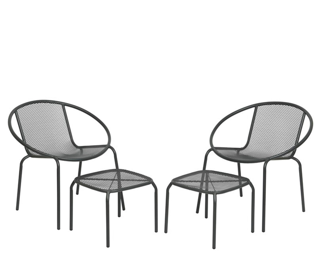 Decoris vigo balkonset antraciet stoelen + voetenbank