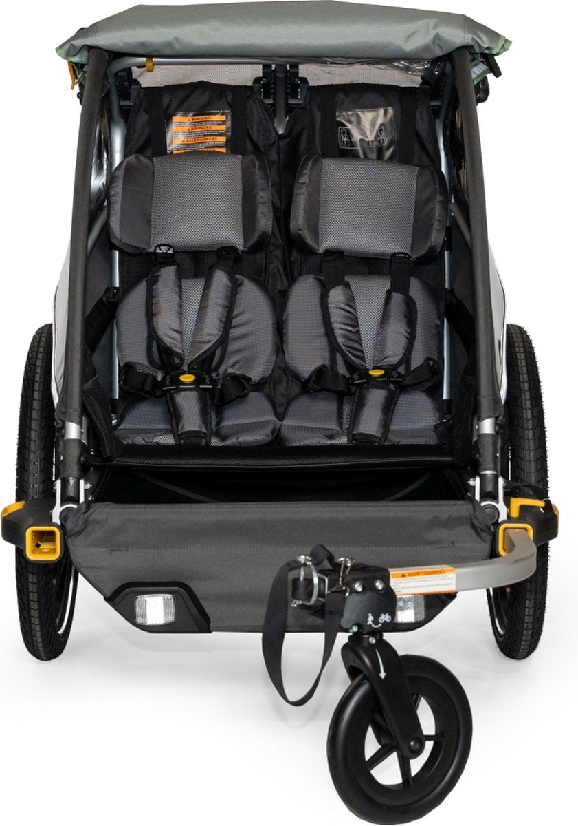 Burley d’lite x single fietskar – fietskar voor kinderen – fietskar 1 kind – inklapbaar – cargo trailer – groen grijs