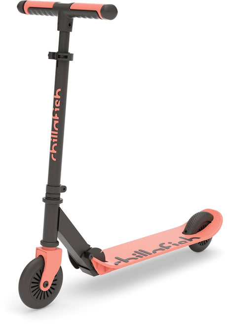 Chillafish kinderstep jongen en meisje vanaf 5 jaar met voetrem - oranje roze - step met verstelbaar stuur - opvouwbaar en lichtgewicht met abec-5 wielen - model flexxi