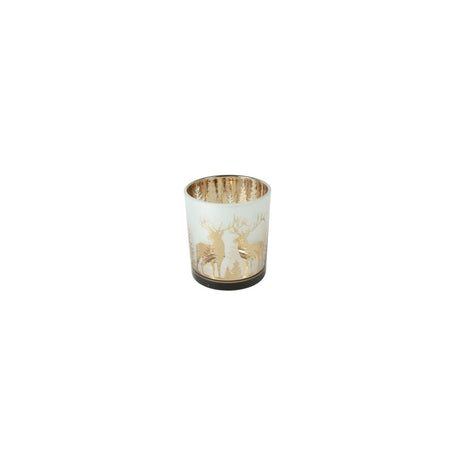 Country field countryfield theelichthouder pines goud glas ø7x8cm