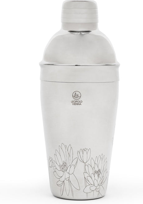 Leopold vienna - cocktail shaker 500ml rvs flowers - shakebeker - met lasergravure