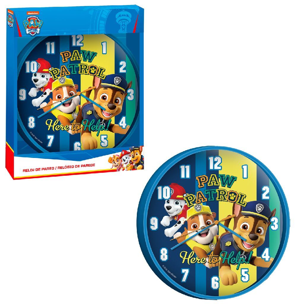 Paw patrol wandklok 25 cm blauw