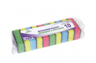 Schuurspons assorti kleur 90x58x30 mm (10 stuks)