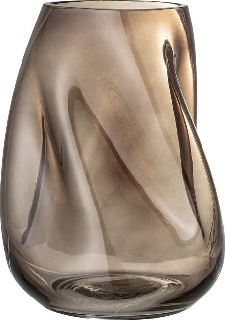 Bloomingville - vaas ingolf - bruin glas - h 26 cm x b 19 cm