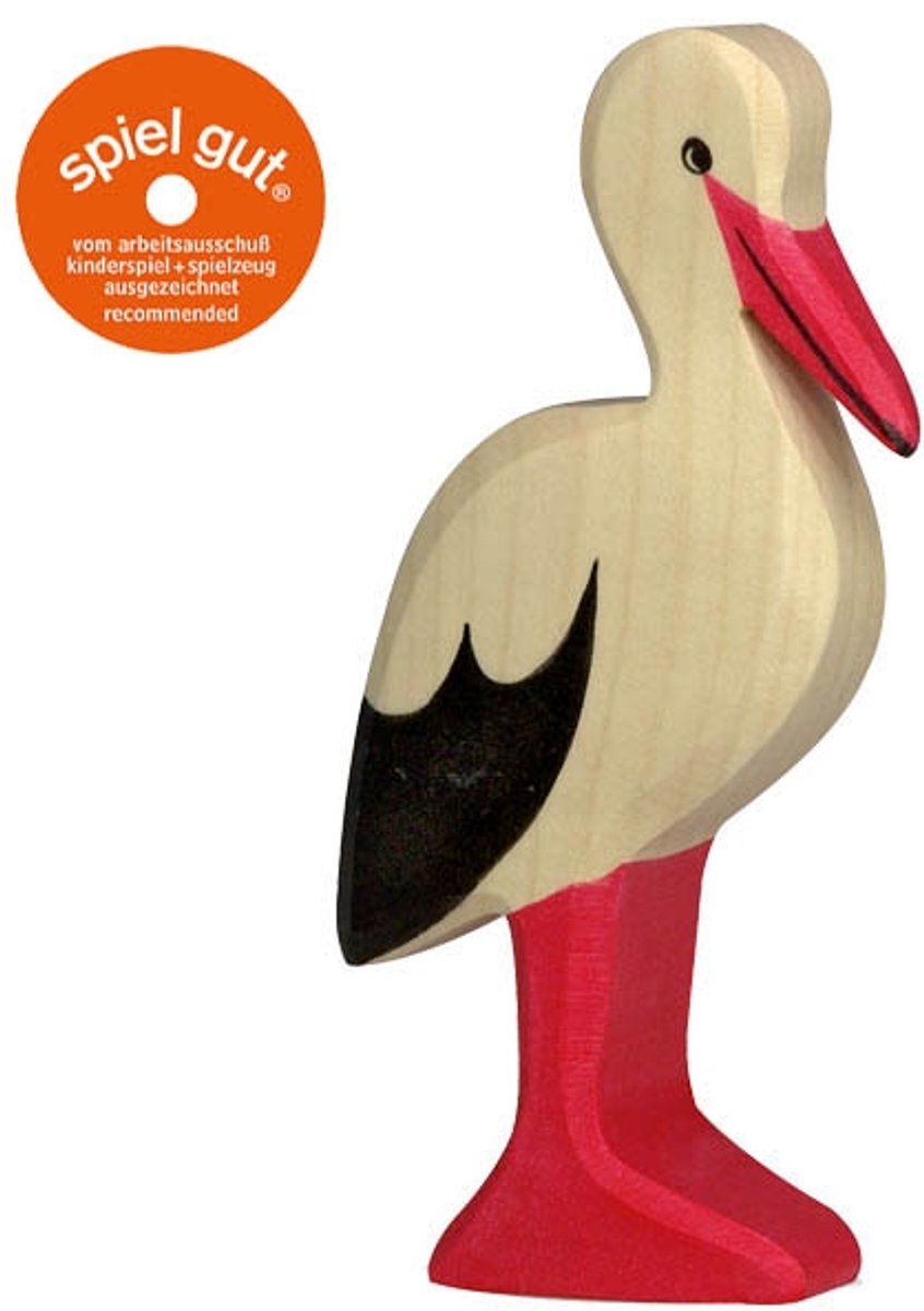 Holztiger bosdieren - ooievaar - 6x2x12cm - houten figuur - handgemaakt