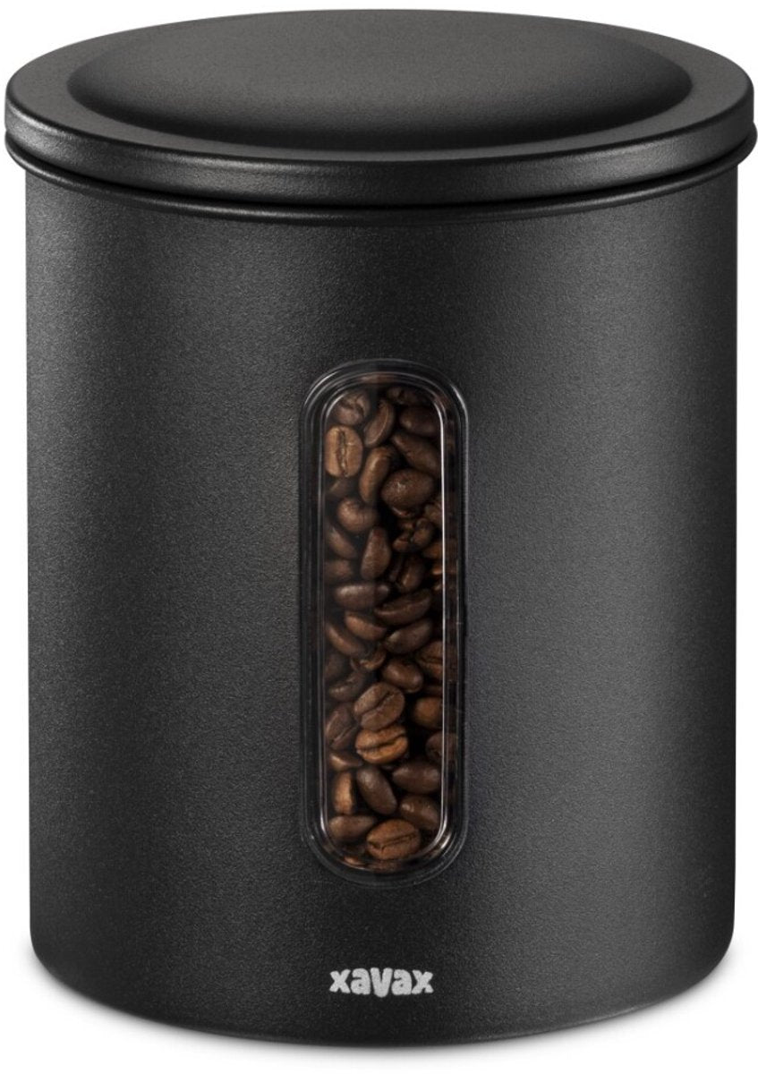 Xavax koffieblik voor 500 g bonen of 700 g poeder, luchtdicht, aromadicht, zw