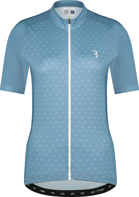 Bbb cycling donnafit fietsshirt dames korte mouw - sneldrogend en ademend - comfortabel wielrenshirt - grijs blauw wielertenue - maat s - bbw-412