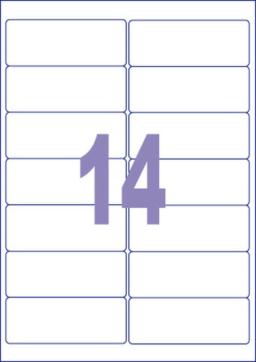 Kangaro etiketten - universeel - zelfklevend -inkjet laser kopieer - 99,1x38,1mm - 100 vel - 14 stickers per vel - k-9938