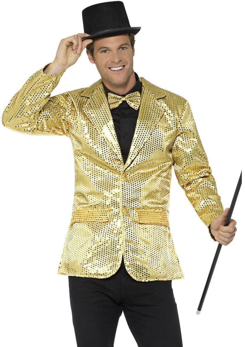 Smiffys colbert goud pailletten - maat l