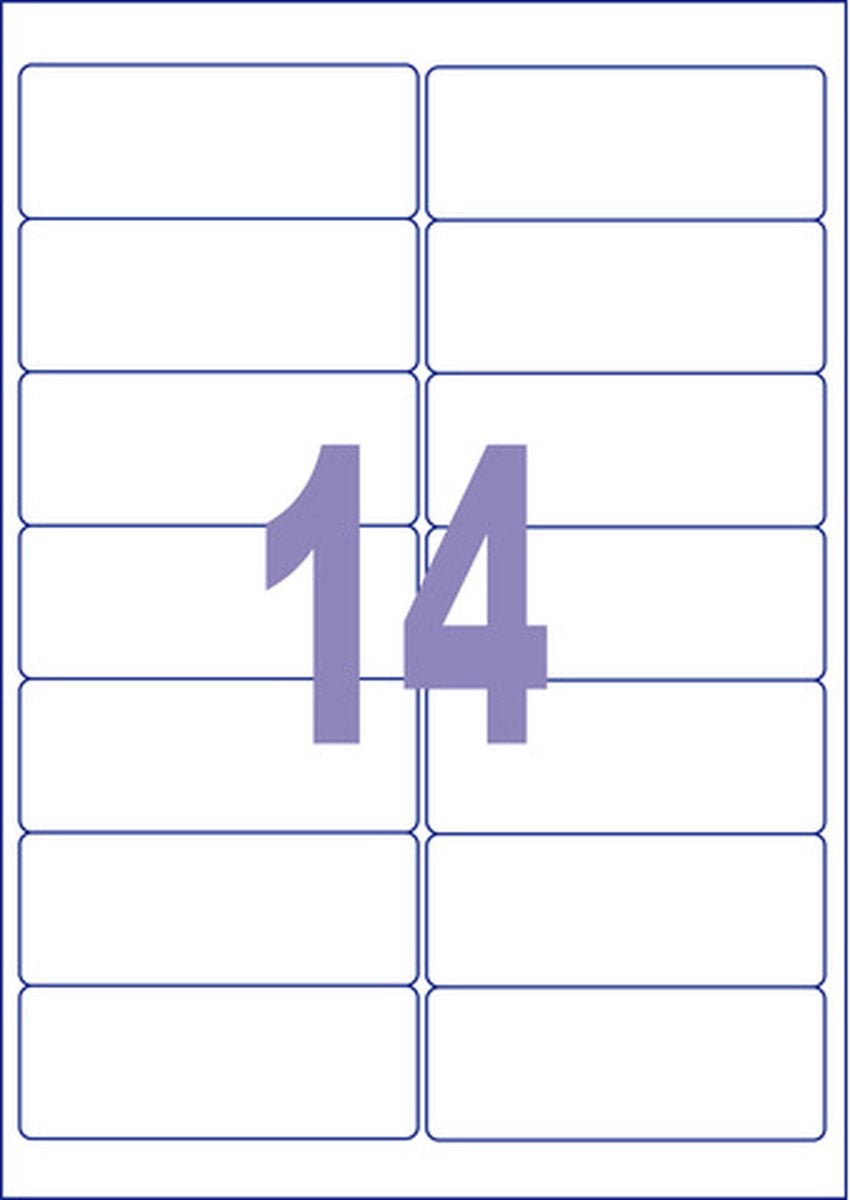 Kangaro etiketten - universeel - zelfklevend - inkjet laser kopieer - 99,1x38,1mm - 25 vel - 14 stickers per vel - k-9938-25