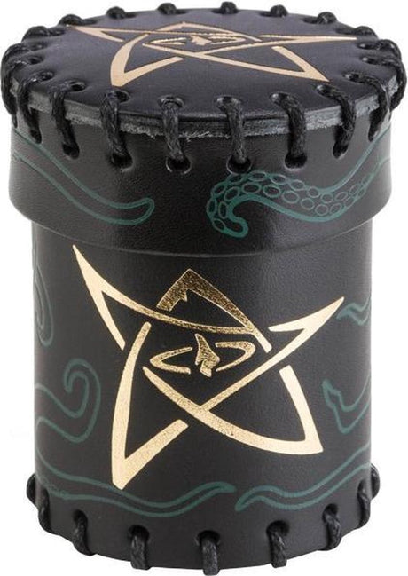 Q-workshop dobbelbeker call of cthulhu black green-golden leather dice cup