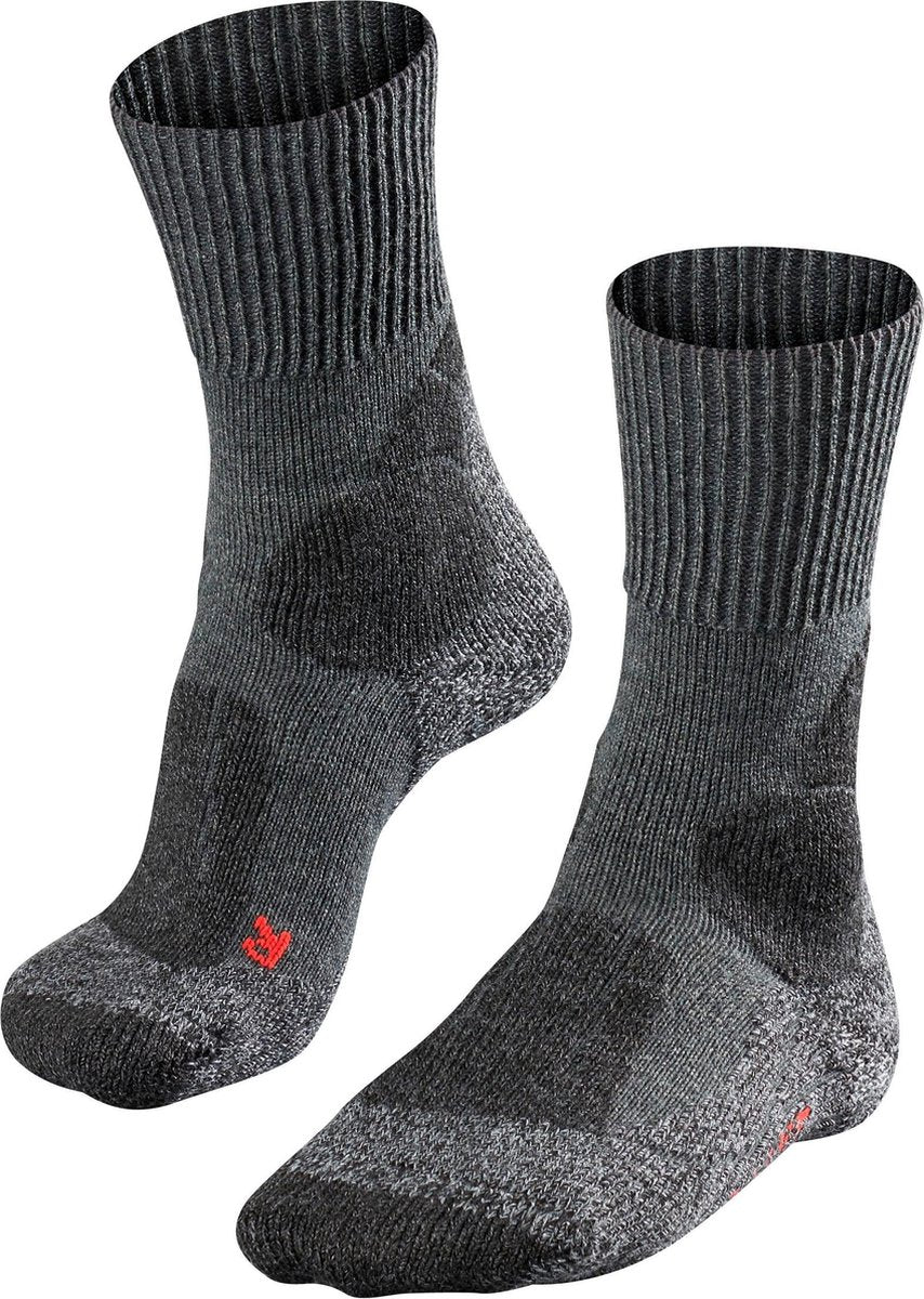 Falke tk1 anti-blaar dik wol functioneel materiaal wandelsokken dames grijs - maat 35-36