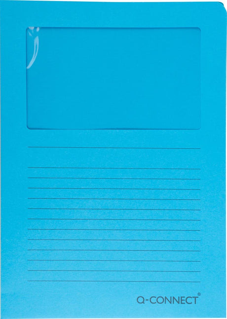 Q-connect l-map met venster | 120 g m² | a4 | pak van 100 stuks | blauw