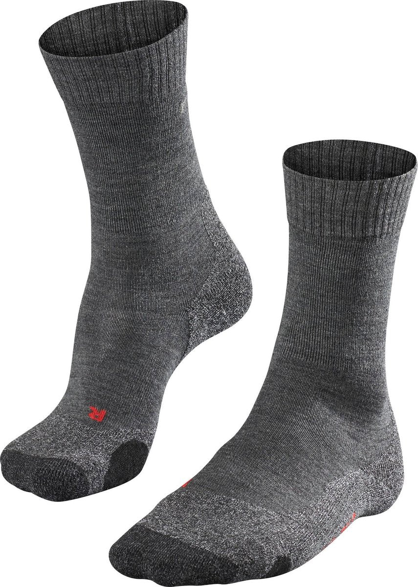Falke tk2 anti-blaar dik wol functioneel materiaal wandelsokken dames grijs - maat 35-36
