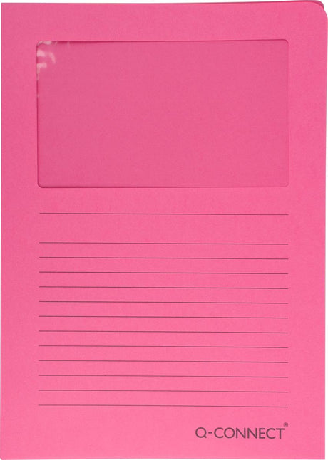 Q-connect l-map met venster | 120 g mâ² | a4 | pak van 100 stuks | roze