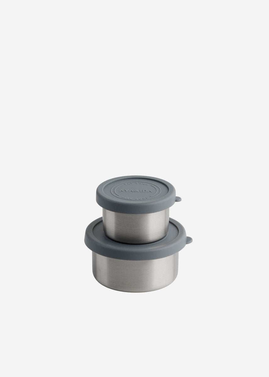 Aya ida aya ida - set snack containers - lunchbox - pillendoosje - set voedselcontainer - granola container - 100ml + 200ml - dark grey