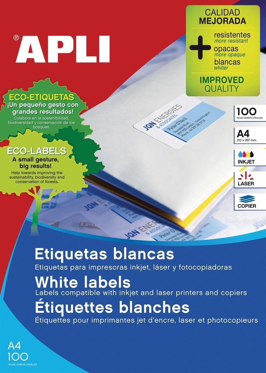 Apli 01280 witte etiketten - 100x4 stuks - formaat 105x148 mm - rechte hoeken