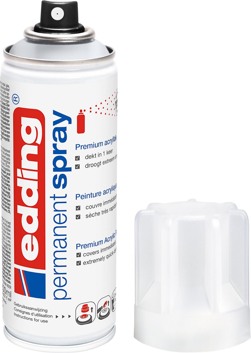 Edding 5200 spuitverf in spuitbus transparante lak - transparant zijdemat - 1 stuk - 200 ml verf - 0,5 t m 1 m2 oppervlak - acrylverf voor een zijdematte afwerking - voor het fixeren en beschermen van de laklaag