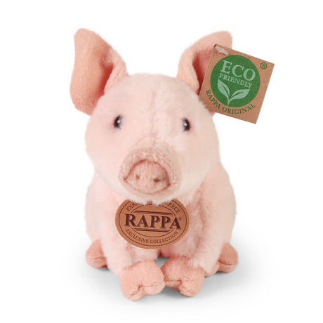 Rappa pluche varken 18 cm eco-vriendelijk knuffeldier roze.