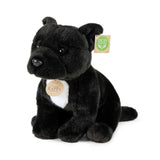 Rappa eco knuffel staffordshire bull terrier 30 cm - realistische knuffel van recyclede pet flessen - zwart